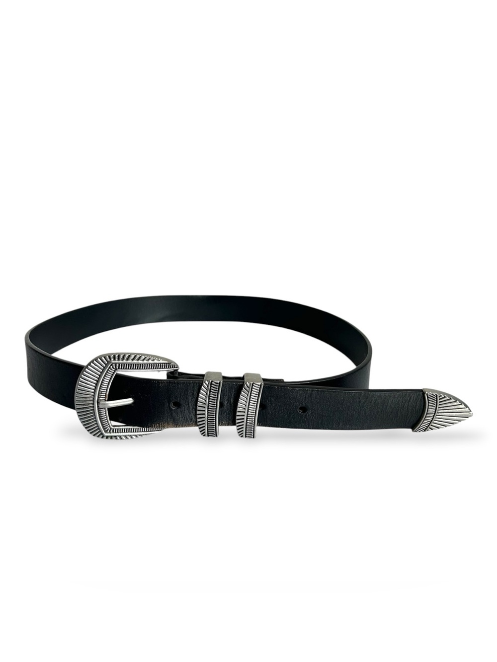 Straight To Hell Dutch Leather Belt Mens 30 Black Silver